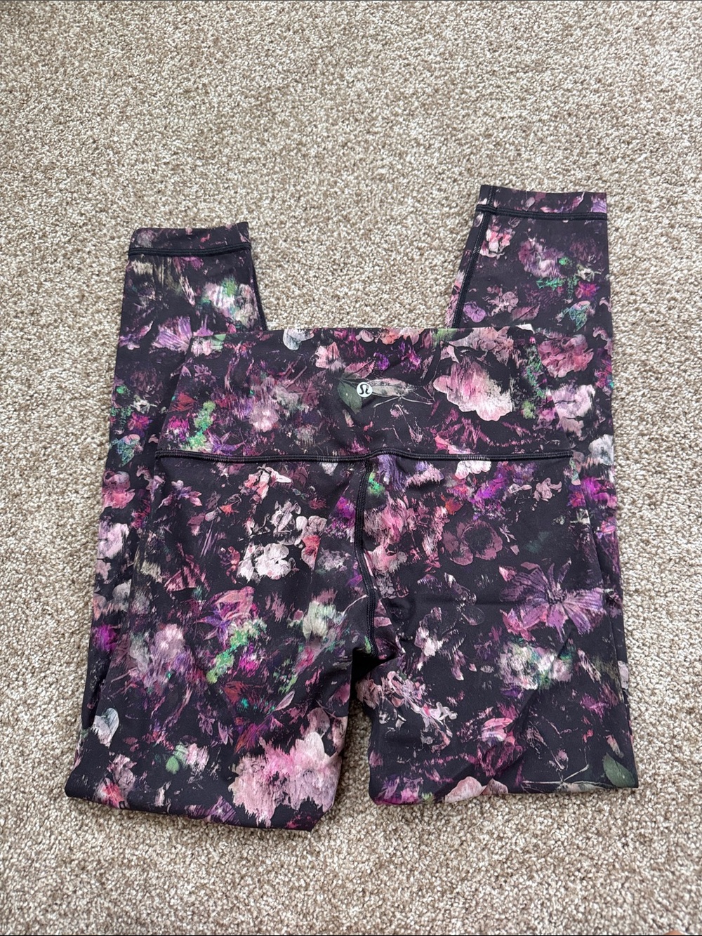 lululemon athletica Black Floral Print Leggings